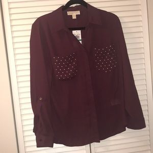 ✨Micheal Kors deep burgundy  long sleeve top✨